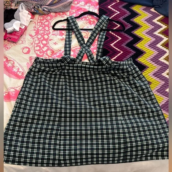 BNWT Maeve Green Plaid Pinafore skirt 24w Anthropologie - Picture 4 of 7
